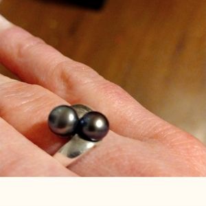 Rare Ring, Real Tahitian Black Pearls from Thailand